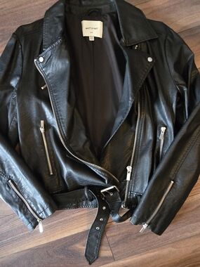 Matt & Nat Black Vegan Moto Jacket with Silver Hardware